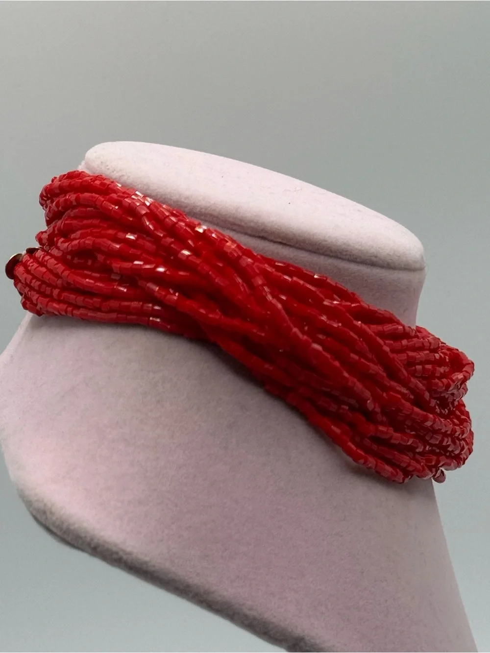 Vintage Red Multi-Strand Seed Bead Necklace - Women Jewelry